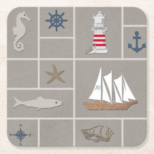 Dessous-de-verre Carré En Papier Illustration thématique marine
