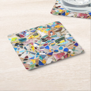 Dessous-de-verre Carré En Papier Image colorée de mur de poterie cassée très inh