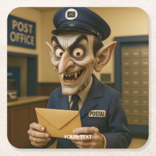 Dessous-de-verre Carré En Papier Imaginaire Cute Strange Postal Worker