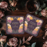 Dessous-de-verre Carré En Papier Imaginaire Enchantée jardin floral mariage<br><div class="desc">Elégante,  fantaisiste,  Imaginaire Enchantée Jardin Floral design parfait pour une fête enchantée sur le thème de la forêt. Ce design présente des éléments floraux dans un cadre de feuilles verts et des accents dorés. Correspondance d'articles dans notre boutique pour un thème de fête complet.</div>