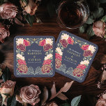 Dessous-de-verre Carré En Papier Imaginaire Enchantée jardin floral mariage<br><div class="desc">Elégante,  fantaisiste,  Imaginaire Enchantée Jardin Floral design parfait pour une fête enchantée sur le thème de la forêt. Ce design présente des éléments floraux dans un cadre de feuilles verts et des accents dorés. Correspondance d'articles dans notre boutique pour un thème de fête complet.</div>