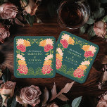 Dessous-de-verre Carré En Papier Imaginaire Enchantée jardin floral mariage<br><div class="desc">Elégante,  fantaisiste,  Imaginaire Enchantée Jardin Floral design parfait pour une fête enchantée sur le thème de la forêt. Ce design présente des éléments floraux dans un cadre de feuilles verts et des accents dorés. Correspondance d'articles dans notre boutique pour un thème de fête complet.</div>