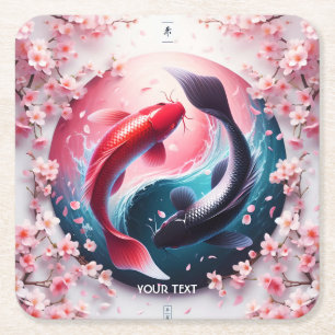 Dessous-de-verre Carré En Papier Imaginaire mignon Elegant Yin Yang
