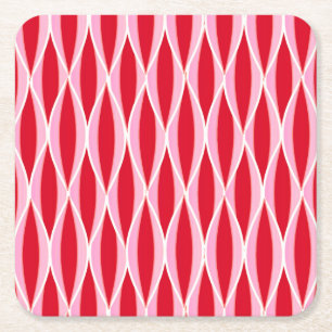 Dessous-de-verre Carré En Papier Impression à ruban du milieu du siècle, corail pro