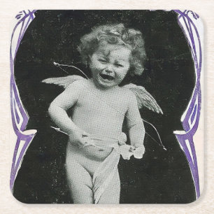 Dessous-de-verre Carré En Papier Impression d'ange chérubin triste