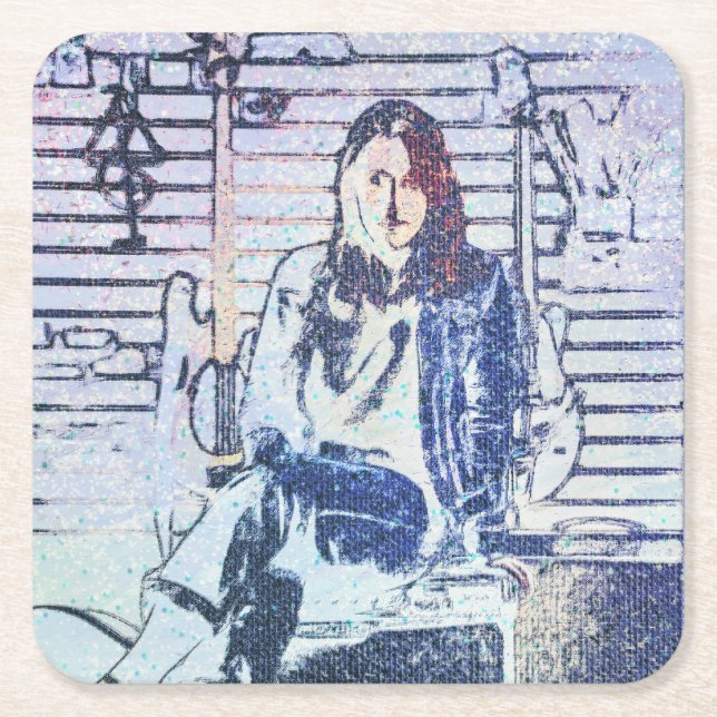 Dessous-de-verre Carré En Papier Impression d'art musical (Devant)