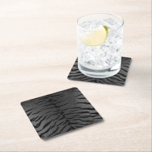 Dessous-de-verre Carré En Papier Impression de peau de tigre gris