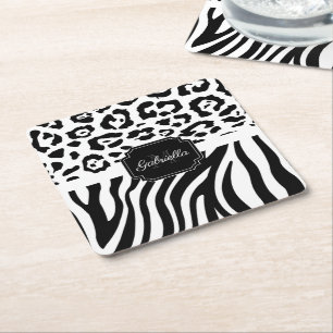 Dessous-de-verre Carré En Papier Impression Lepard / Impression Zebra