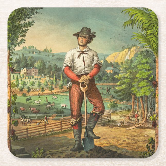 Dessous-de-verre Carré En Papier Impression promotionnelle Pour Membres Grange (Devant)