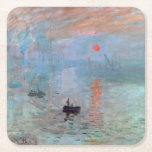 Dessous-de-verre Carré En Papier Impression, Sunrise, Claude Monet, 1872<br><div class="desc">Oscar-Claude Monet (14 novembre 1840 - 5 décembre 1926) était un peintre français, un fondateur de la peinture impressionniste française et le praticien le plus constant et le plus prolifique de la philosophie du mouvement d'exprimer ses perceptions avant la nature, surtout en ce qui concerne la peinture en plein air...</div>