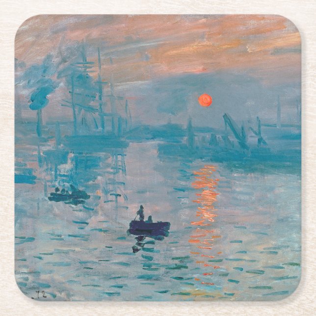Dessous-de-verre Carré En Papier Impression Sunrise Claude Monet impressionniste (Devant)
