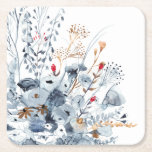 Dessous-de-verre Carré En Papier Indigo & Ochre - Fleurs aquarelles<br><div class="desc">Indigo & Ochre II par Victoria Borges. Présente des fleurs d'aquarelle dans des tons bleus variables avec des couleurs d'accent.</div>