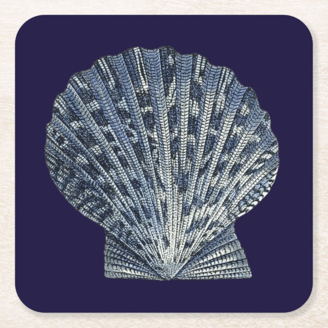Dessous-de-verre Carré En Papier Indigo Shells VIII (Devant)