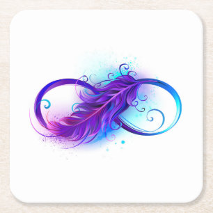 Dessous-de-verre Carré En Papier Infini avec plume violette