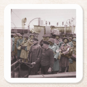 Dessous-de-verre Carré En Papier Infirmières d'Afro-américain sur le navire de