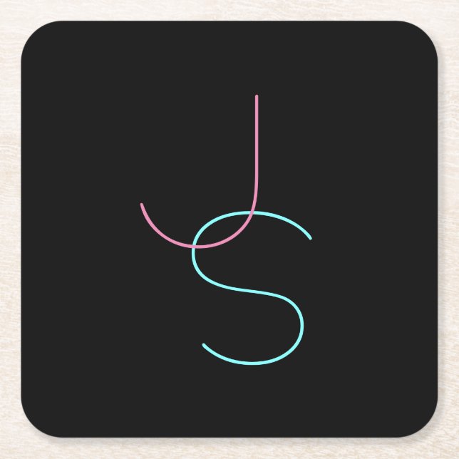 Dessous-de-verre Carré En Papier Initiales modernes élégantes édifiables à deux let (Devant)