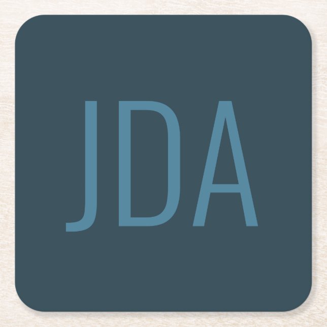 Dessous-de-verre Carré En Papier Initiales simples | Blues (Devant)