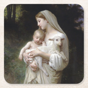 Dessous-de-verre Carré En Papier Innocence (Vierge et Enfant), Bouguereau