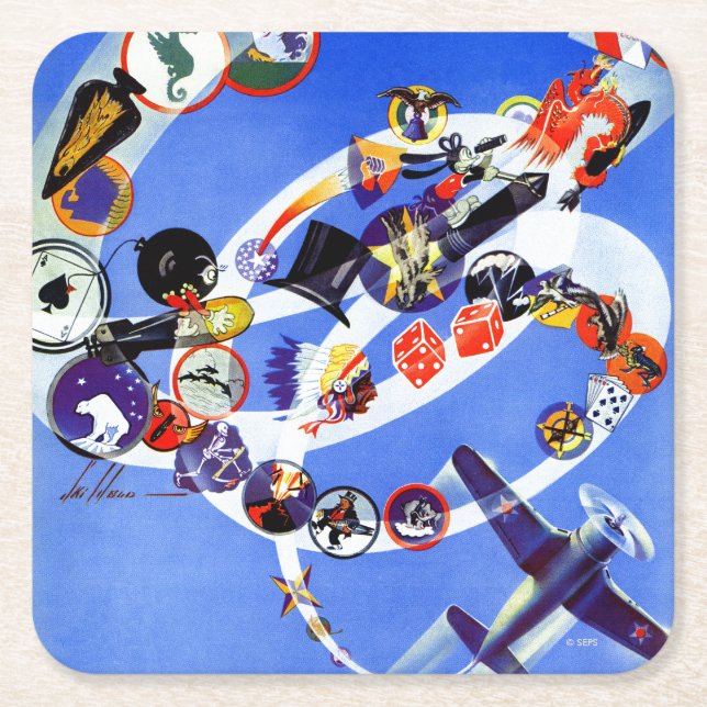 Dessous-de-verre Carré En Papier Insigne de l'escadron (Devant)