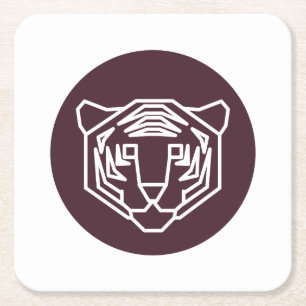 Dessous-de-verre Carré En Papier Insigne Visage Tiger
