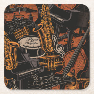 Dessous-de-verre Carré En Papier Instruments de musique partout