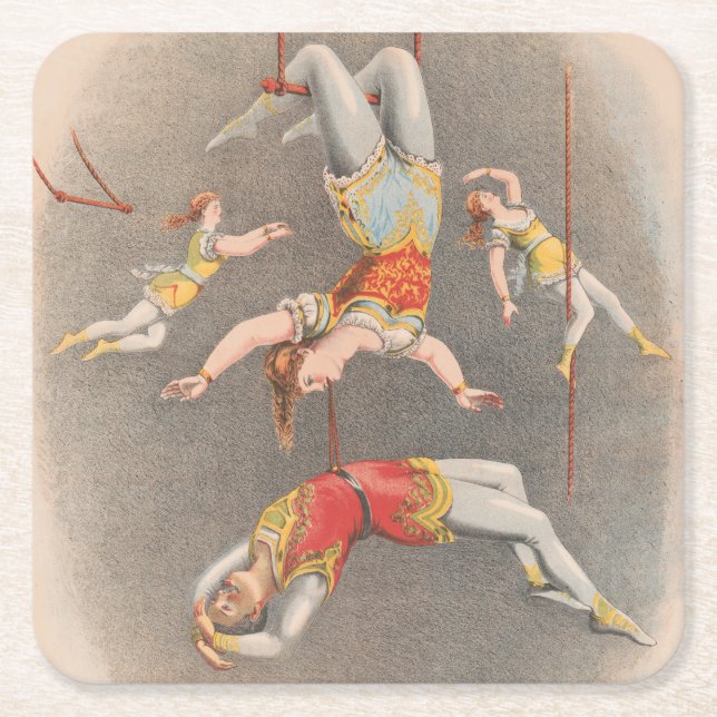 Dessous-de-verre Carré En Papier Interprètes De Trapeze Hommes Et Femmes (Devant)