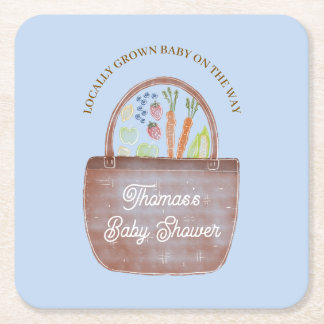Dessous-de-verre Carré En Papier Invitation à la Baby Shower Marché aux Puéricultur