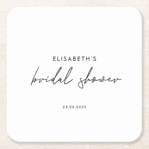 Dessous-de-verre Carré En Papier Invitation de mariage minimaliste avec écriture ma