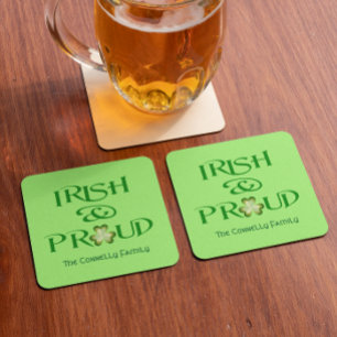 Dessous-de-verre Carré En Papier Irlandais et Shamrock fier Personnalisé