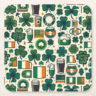 Dessous-de-verre Carré En Papier Irlande Drapeau irlandais Shamrock Celtic Jour de 