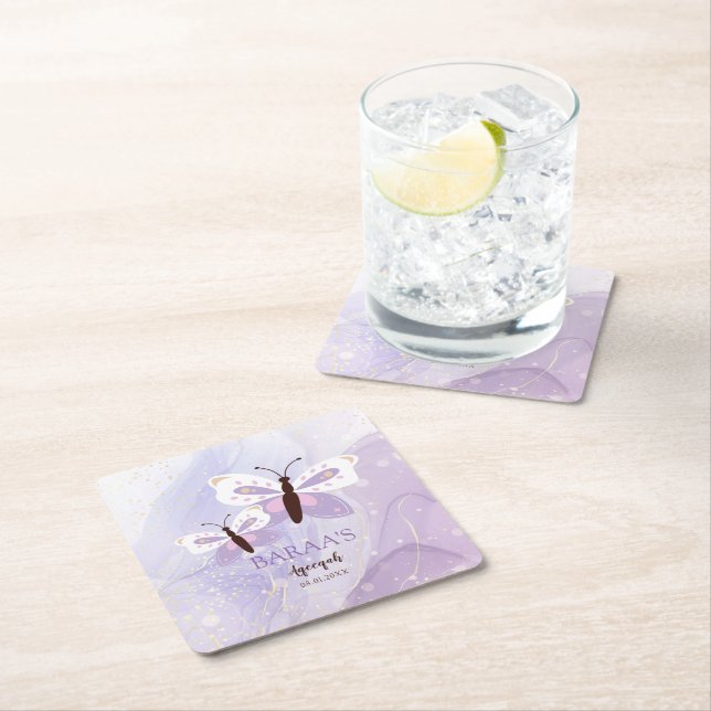 Dessous-de-verre Carré En Papier Islamic Baby Girl Aqeeqah Paper Coasters (En situation)