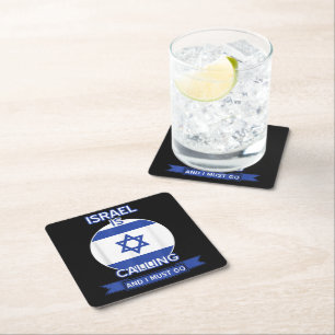 Dessous-de-verre Carré En Papier Israël appelle et je dois y aller