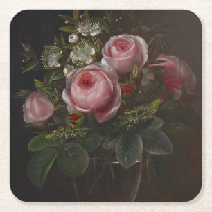 Dessous-de-verre Carré En Papier J.L. Jensen - Roses et arbres Anemones dans un ...