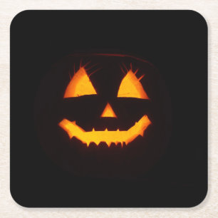 Dessous-de-verre Carré En Papier Jack-o'-lantern éclairé