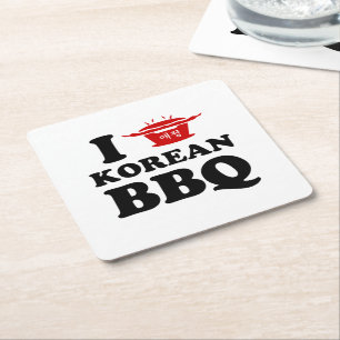 Dessous-de-verre Carré En Papier J'adore le BBQ coréen (고기구이)