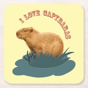 Dessous-de-verre Carré En Papier J'adore les capybaras Amoureux de capybara mignon
