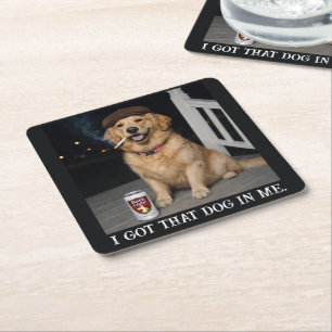 Dessous-de-verre Carré En Papier J'ai Ce Chien En Moi, Mème Amusant de Golden Retri