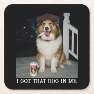 Dessous-de-verre Carré En Papier J'ai Ce Chien En Moi, Mème Drôle De Collie