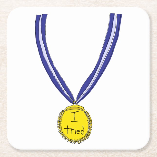 Dessous-de-verre Carré En Papier J'ai essayé la médaille (Devant)