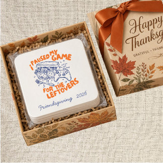 Dessous-de-verre Carré En Papier J'ai mis mon jeu en pause pour le Friendsgiving de