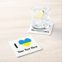 J'aime (Cœur Drapeau Ukrainien) Texte Personnalisé