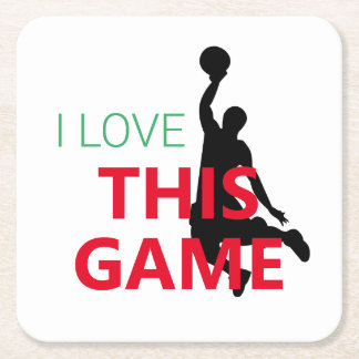 Dessous-de-verre Carré En Papier J'Aime Le Jeu De Basketball