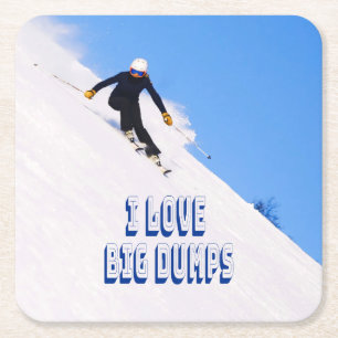 Dessous-de-verre Carré En Papier J'Aime Les Grosses Bandes Neige Ski À La Descente