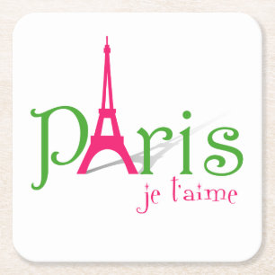 Dessous-de-verre Carré En Papier J'aime Paris