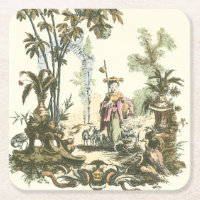 Jardin asiatique avec femme et animaux