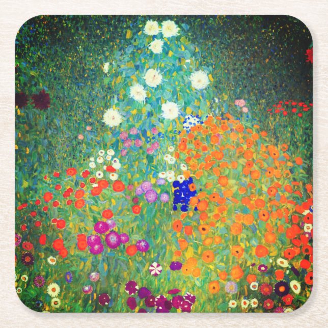 Dessous-de-verre Carré En Papier Jardin aux fleurs Gustav Klimt (Devant)