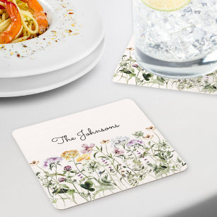 Dessous-de-verre Carré En Papier Jardin de fleurs sauvages personnalisé