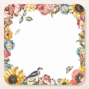 Dessous-de-verre Carré En Papier Jardin de fleurs vintage