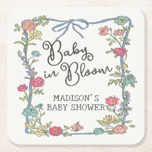 Dessous-de-verre Carré En Papier Jardin d'été Baby shower floral brillant