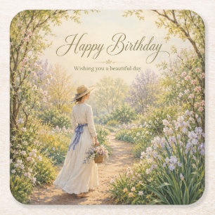 Dessous-de-verre Carré En Papier Jardin Romantique Chemin Anniversaire